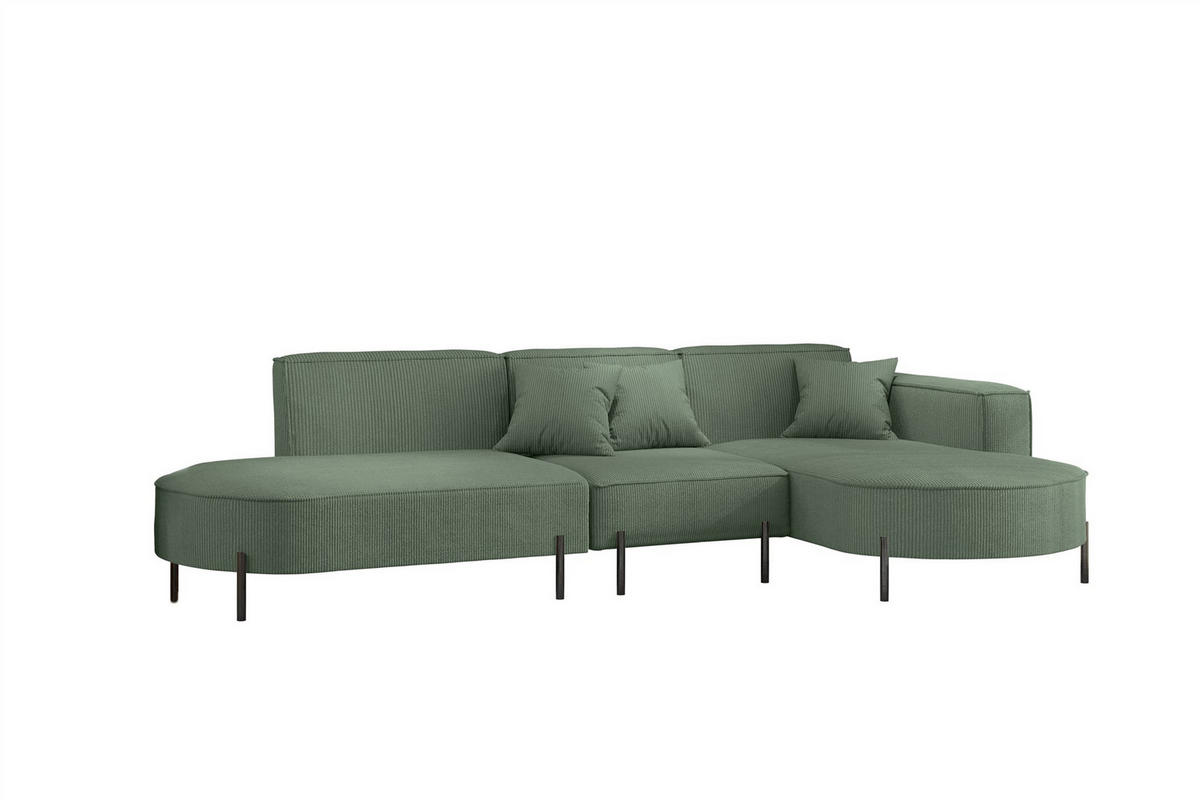 ECKSOFA Valencia - Grün, Holzwerkstoff/Textil (321/165cm) - Fun Möbel
