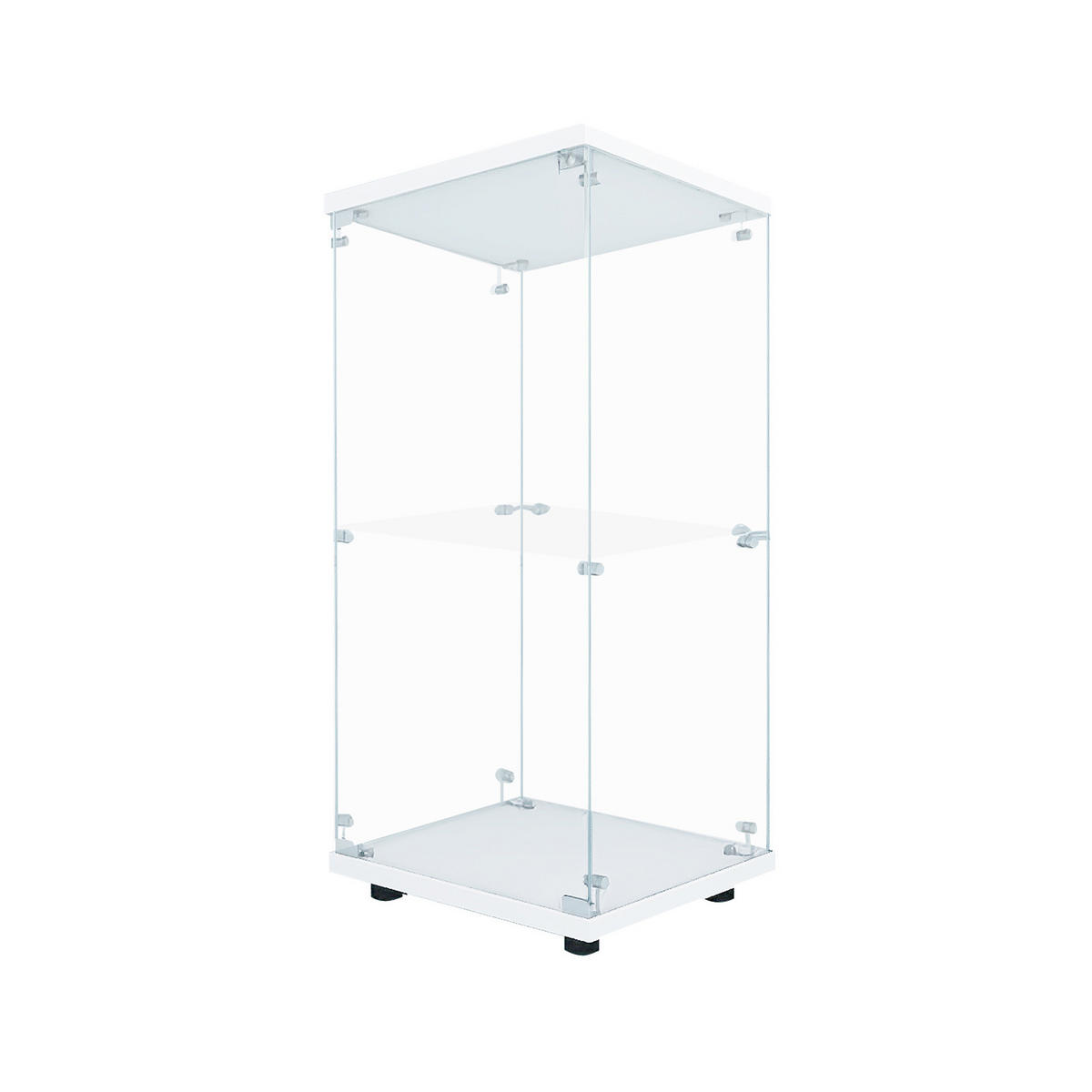 GLASVITRINE, LED-Beleuchtung, 2 Einlegeböden, 1 Tür, ideal zum Sammeln und Dekorieren in Weiß - Weiß, Glas (36.5/86.2/40.35cm) - BRILVERDE