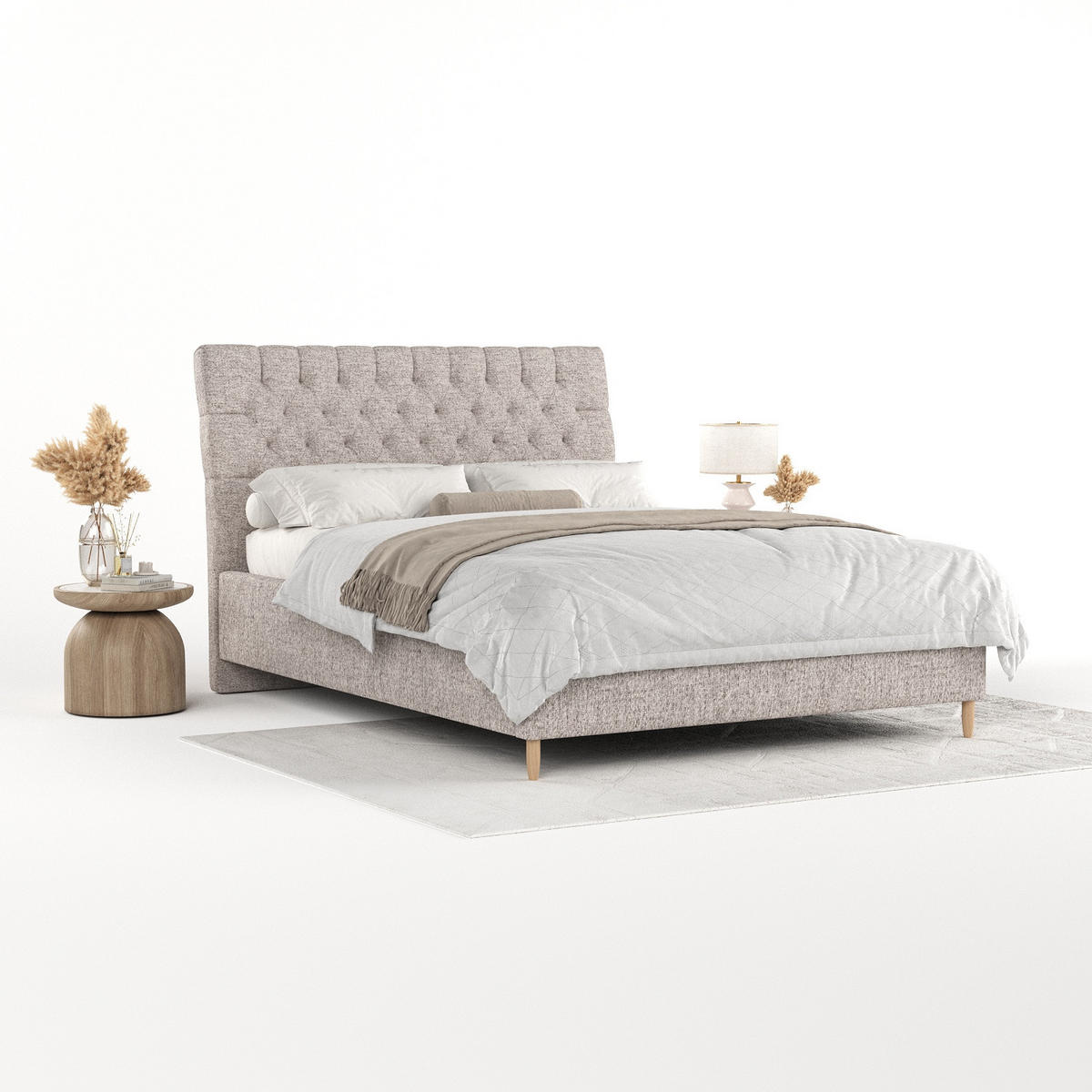 POLSTERBETT Lira 160/200 cm Beige im Neve Stoff - Beige/Naturfarben, Holz/Holzwerkstoff (160/200cm) - AltaBeds