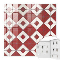SCHLÜSSELBOX Weiß 30x30 cm – Türöffnung nach rechts - Rotes Mosaik - Rot, Metall (30/30/5cm) - TULUP