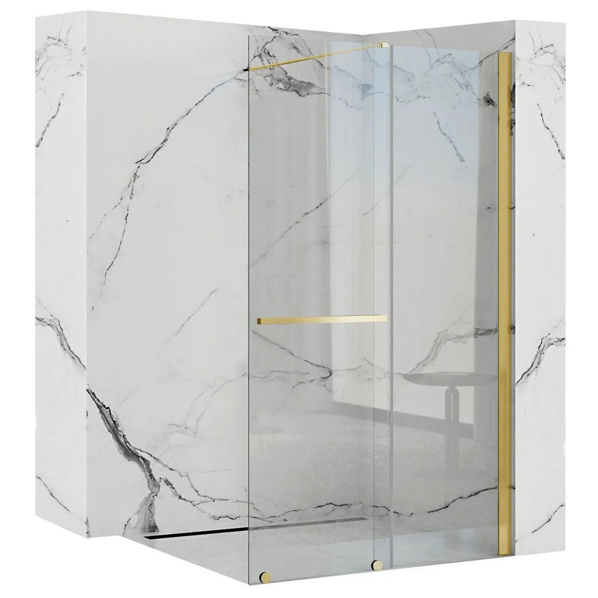 DUSCHWAND Rea Cortis Gold 100 - Goldfarben, Glas (100.5/199.5cm) - REA