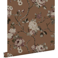 TAPETE Blumenmuster 50 x 900 cm - Braun, Papier (50/900cm) - ESTAhome