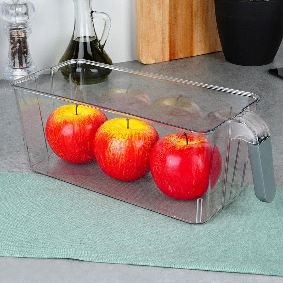 KÜHLSCHRANK-ORGANIZER mit Griff 30 x 13 x 11,5 cm - Transparent, Kunststoff (30/11.5/13cm) - Excellent Houseware