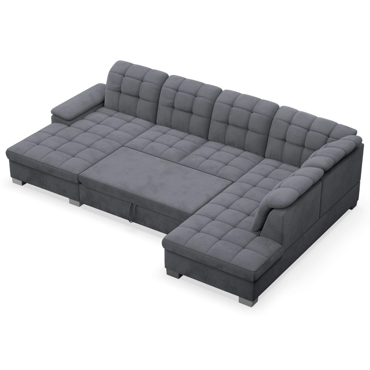 WOHNLANDSCHAFT Jamaal Dunkelgrau Velours linksseitig - Dunkelgrau/Schwarz, Textil (330/106/212cm) - Selsey