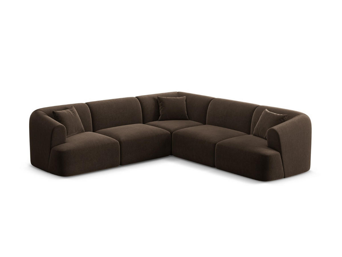 SYMMETRISCHES-MODULARES-ECKSOFA Campi aus Samt Schokolade 6 Sitzplätze - Dunkelbraun, Textil (255/255cm) - Cosmopolitan Design