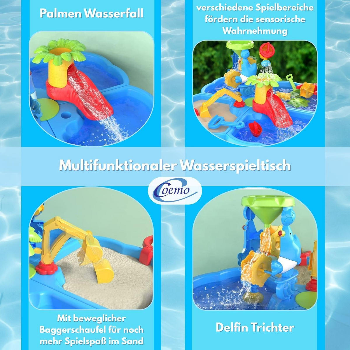 WASSERSPIELTISCH NARIUS M mit Zubehör 20 Teile - Multicolor, Kunststoff (58/58/62cm) - Coemo