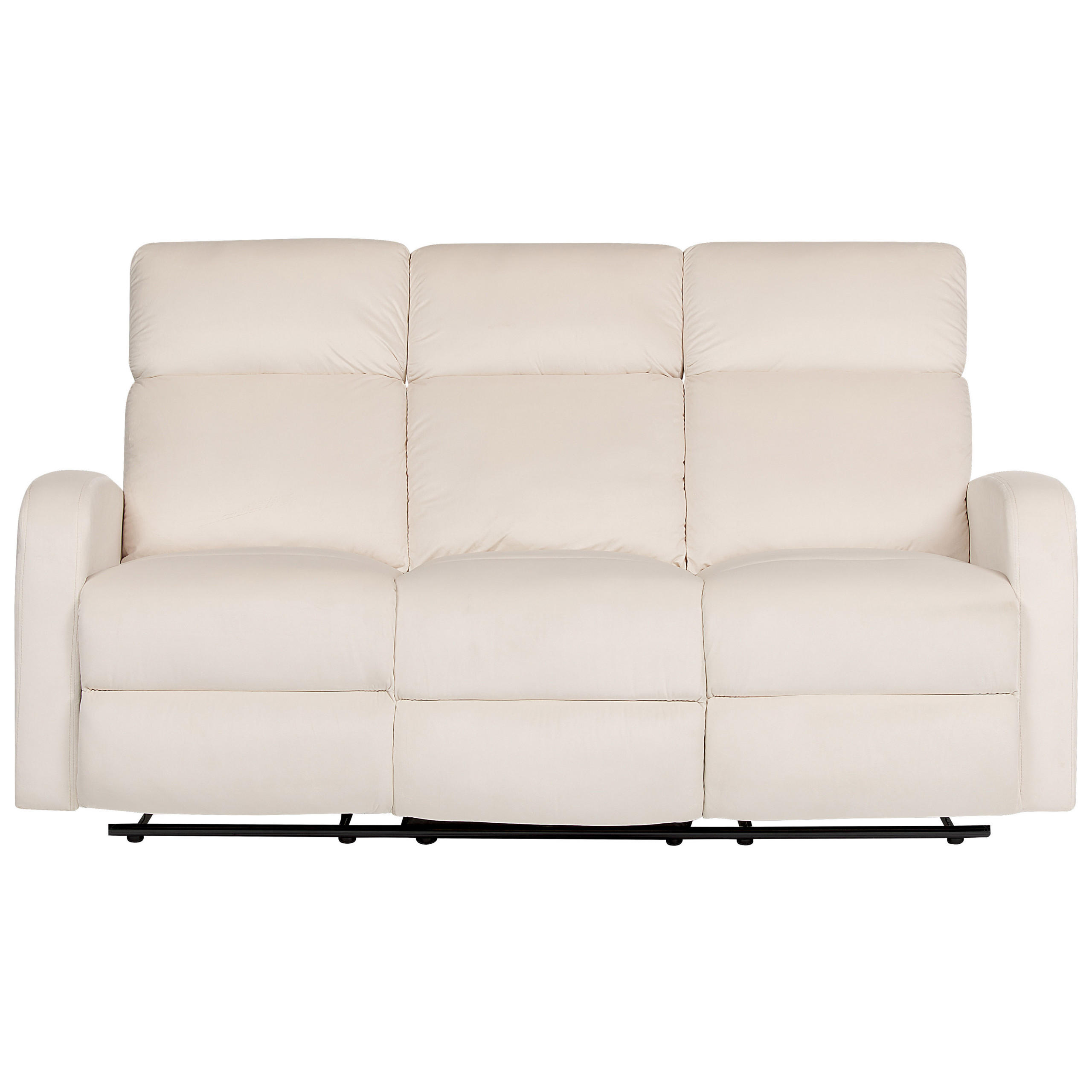 3-SITZER-SOFA Samtstoff creme manuell verstellbar Verdal - Weiß, Textil (180/102/73cm) - Beliani