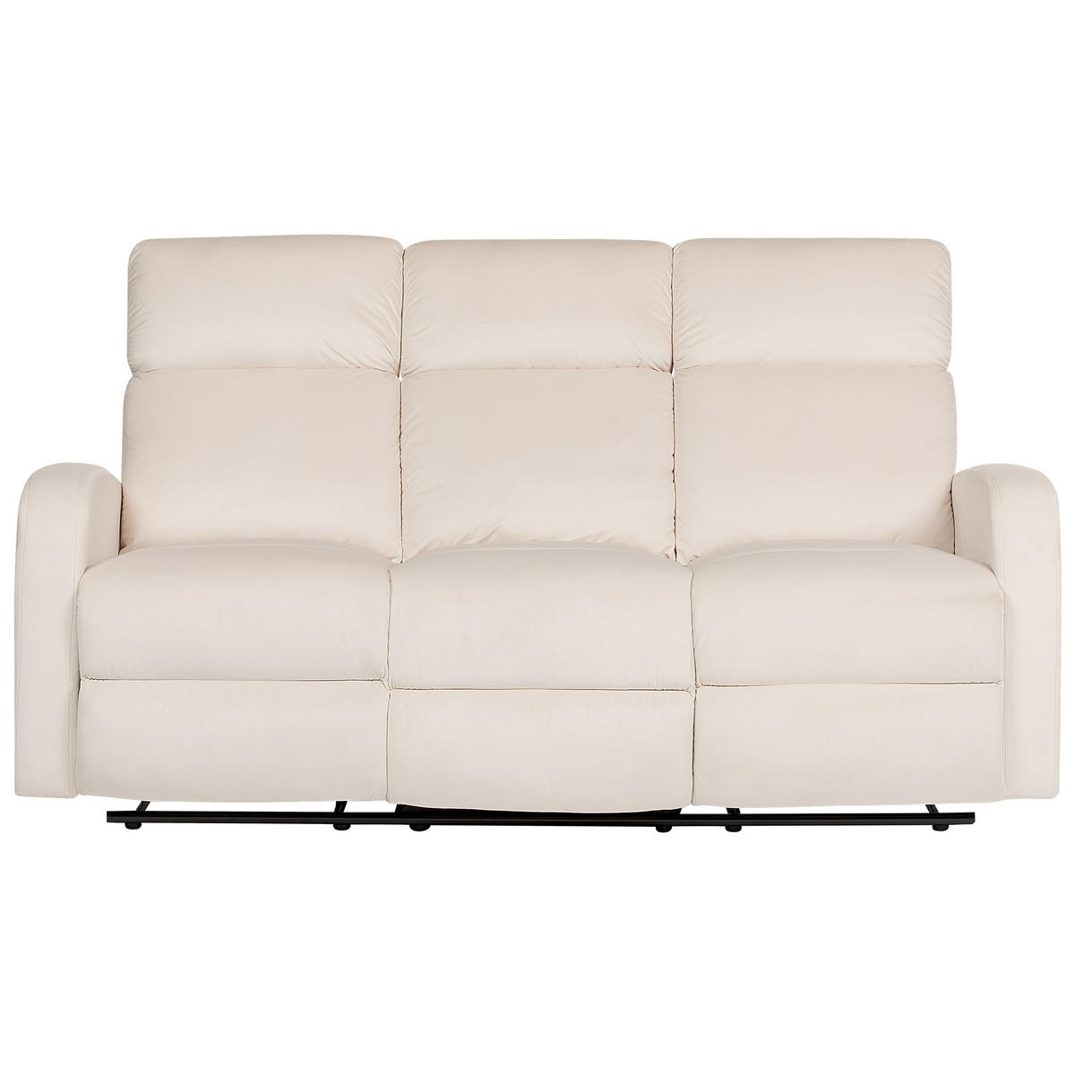 3-SITZER-SOFA Samtstoff creme manuell verstellbar Verdal - Weiß, Textil (180/102/73cm) - Beliani