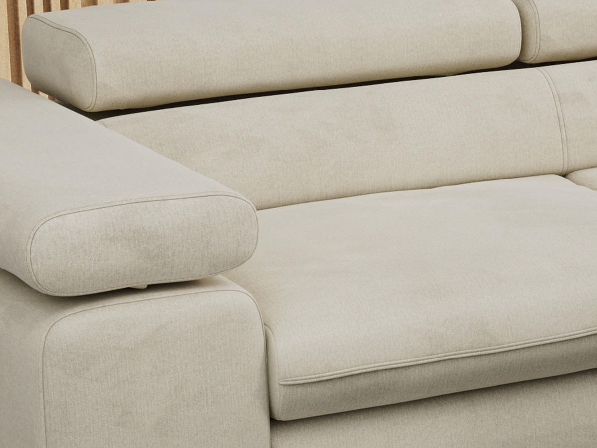 ECKSOFA PETER L Beige Velvet - Rechts Seite - Beige/Schwarz, Textil/Metall (273/208cm) - MKS