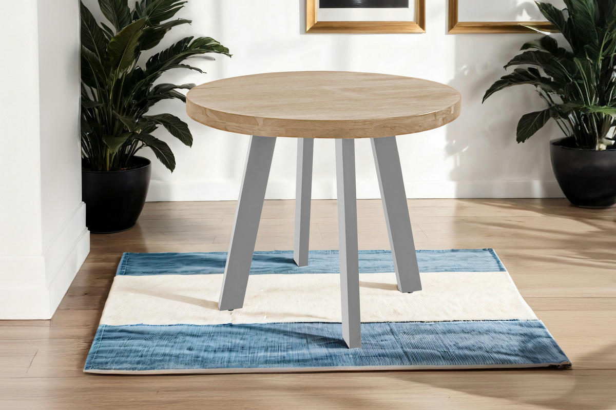 ESSTISCH SOPHIA - Beige/Silberfarben, Holz/Metall (140/140/78cm) - SAM