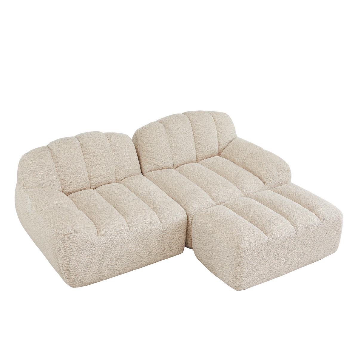 ECKSOFA 210/165/79 cm beige-weiß aus Granuliertem Fleece ohne Montage - Beige, Textil (165/210cm) - OKWISH
