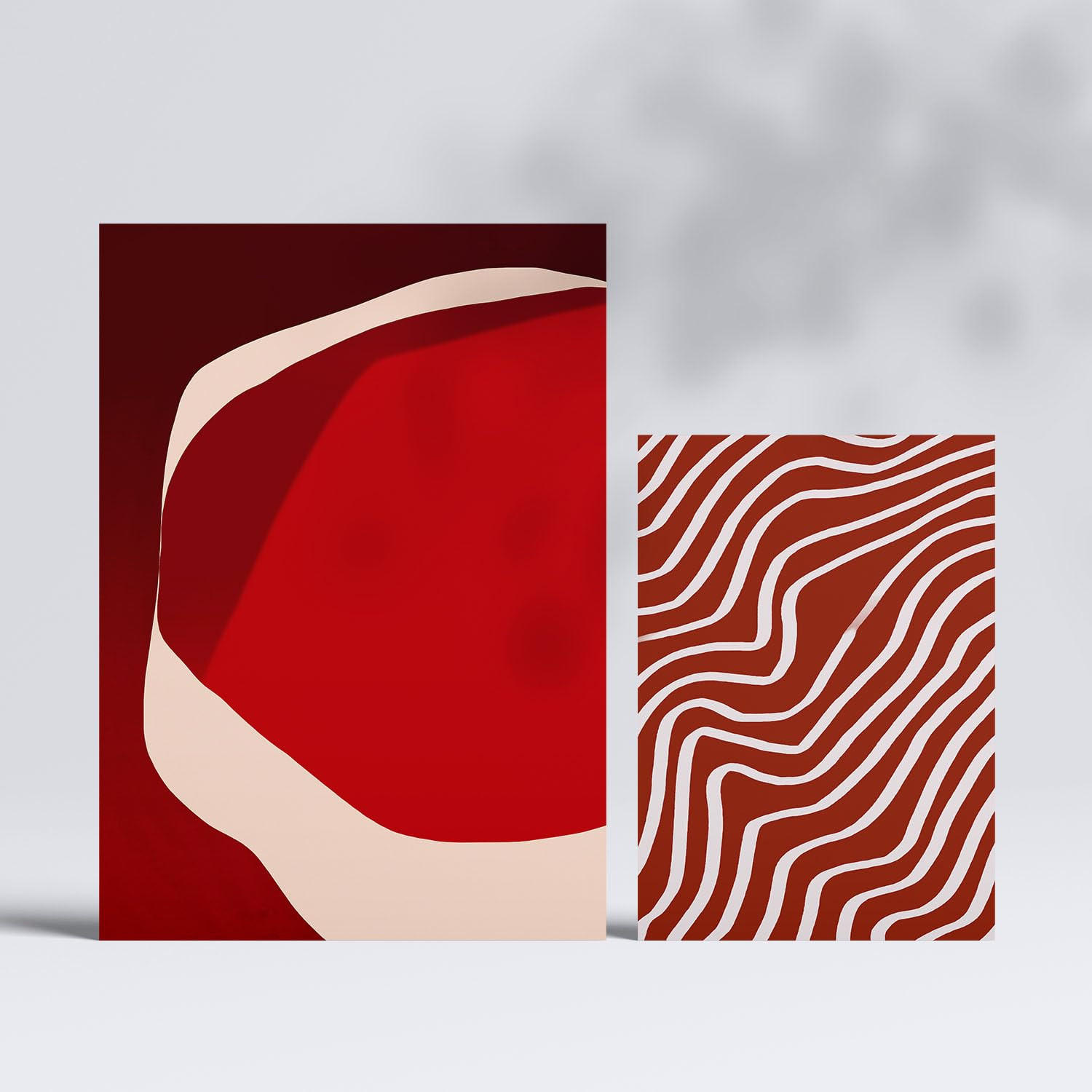 POSTER Set Mit 6 Rote Steine In Form Abstracts Ästhetische Dekorative Gemälde Für Ihr Wohnzimmer, Schlafzimmer, Zuhause A3 & A4 Rahmenlos - Klar, Papier (29/3cm) - Nacnic