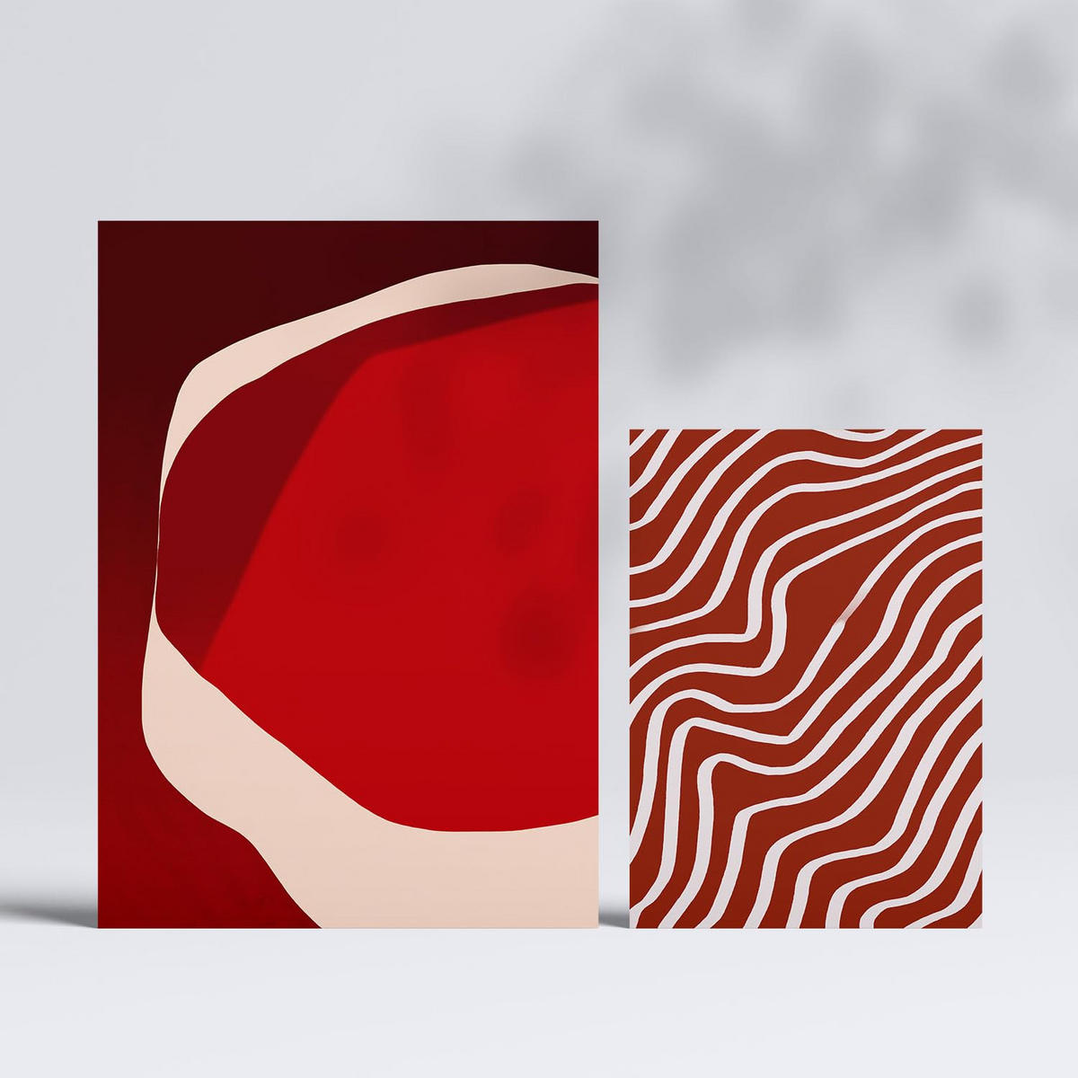 POSTER Set Mit 6 Rote Steine In Form Abstracts Ästhetische Dekorative Gemälde Für Ihr Wohnzimmer, Schlafzimmer, Zuhause A3 & A4 Rahmenlos - Klar, Papier (29/3cm) - Nacnic