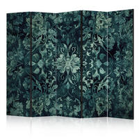 PARAVÁN Obojstranný 5-dielny 225x172 cm Smaragdovozelené Ornamenty - zelená, drevo/textil (225/172/3cm) - Muralo