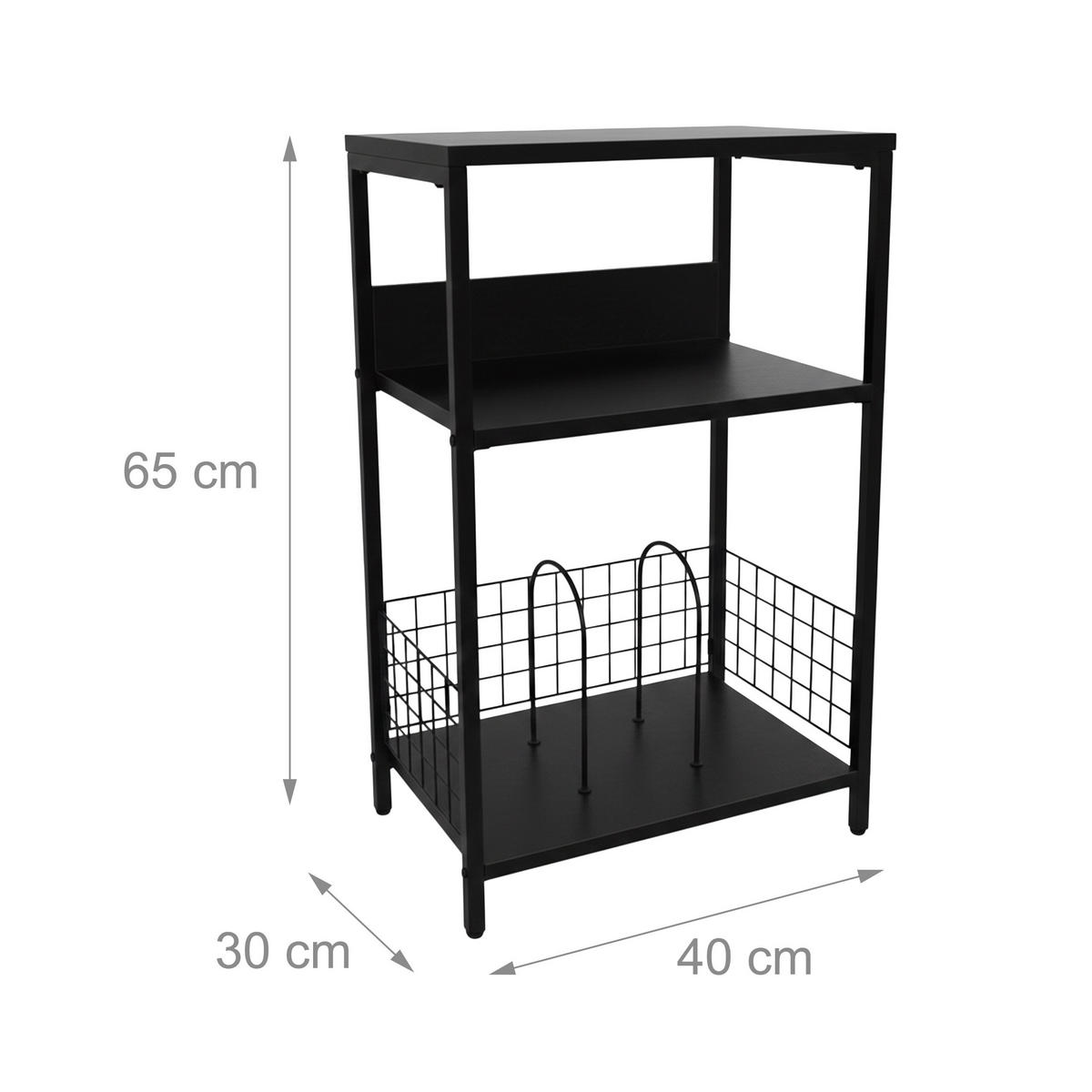 MIZA za plošče - črna, kovina/leseni material (40/65/30cm) - Relaxdays