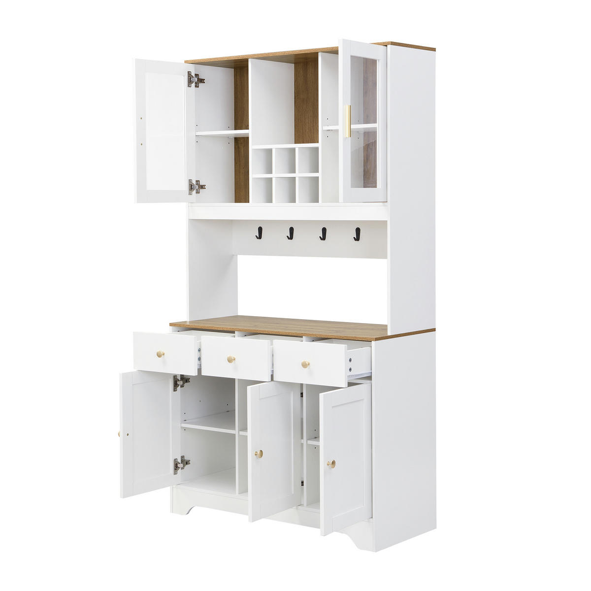 BUFFET 94x30x175 cm Holzoptik weiß - Weiß, Holz (94.5/175.5/30cm) - LEBENLANG