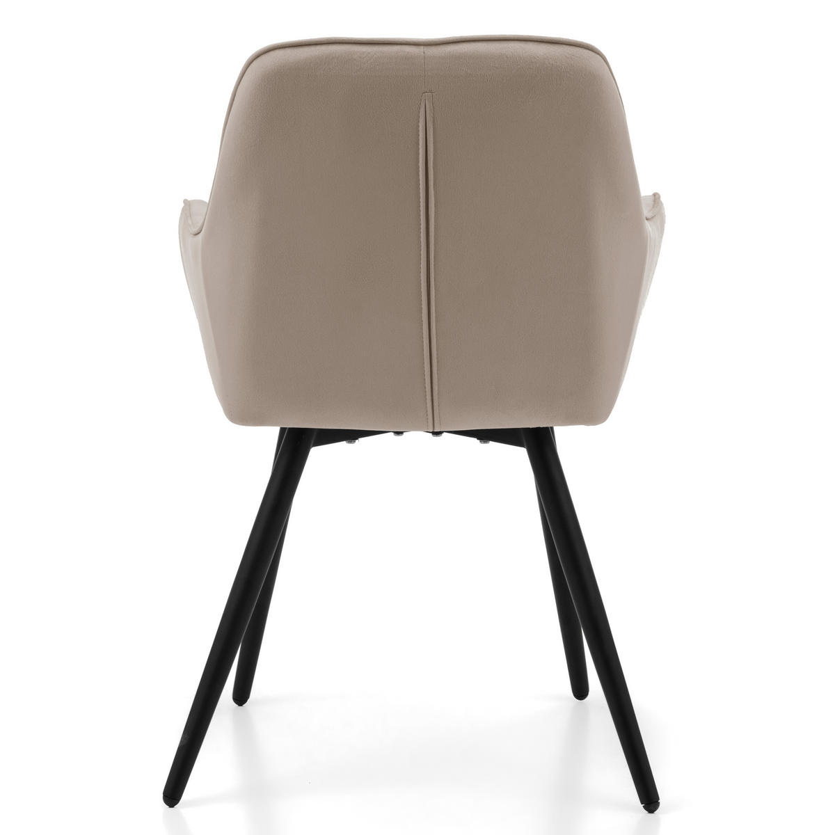 STUHL COLIN gespolsterter mit Steppung - dunkelbeige - Samt Velours - Beige/Schwarz, Textil/Metall (58/87/61cm) - NEW HOME