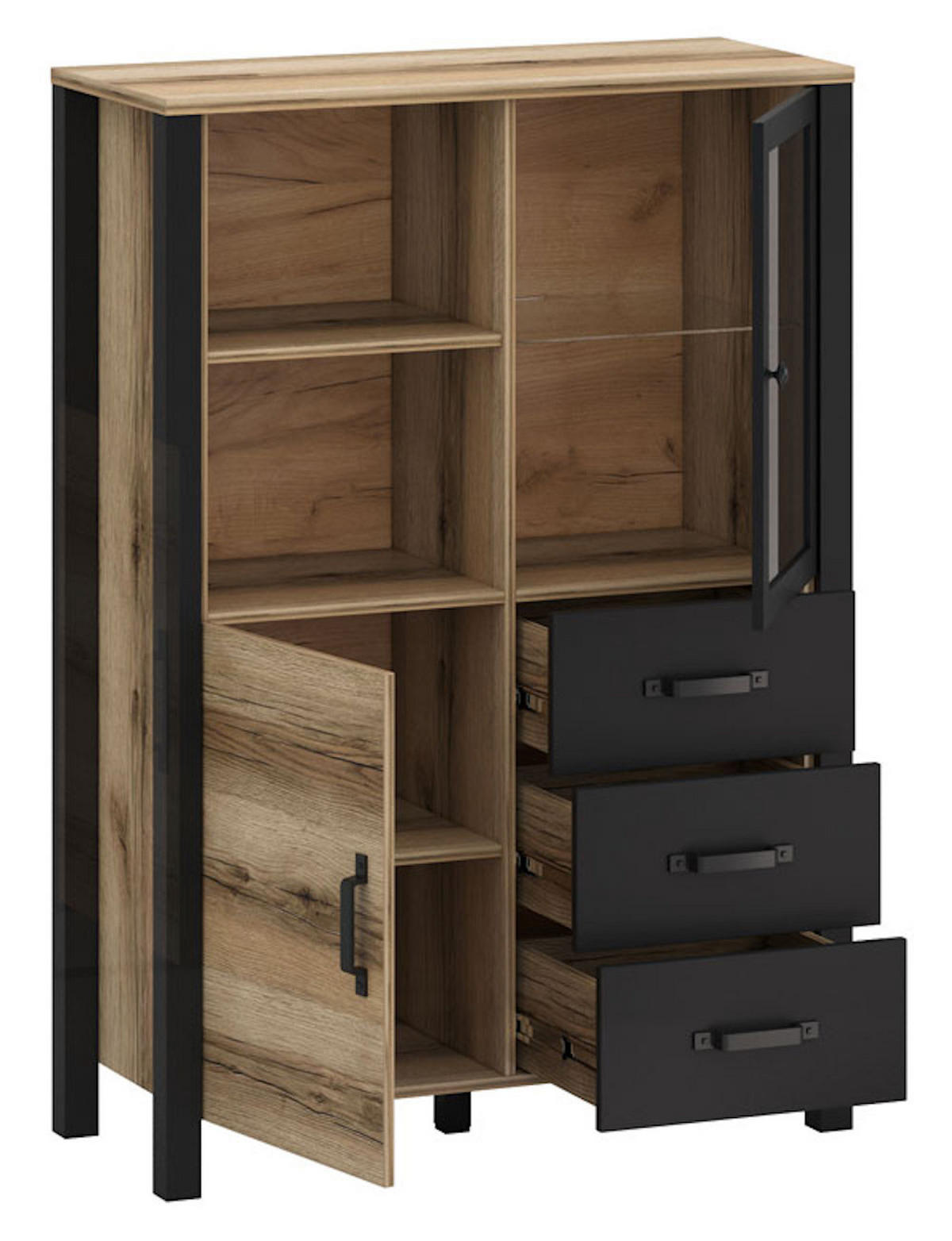 HIGHBOARD Derby Eiche Delano hell / schwarz 102 / 43 / 146 cm - Eichefarben/Braun, Holz/Holzwerkstoff (101.5/146/43cm) - Feldmann-Wohnen