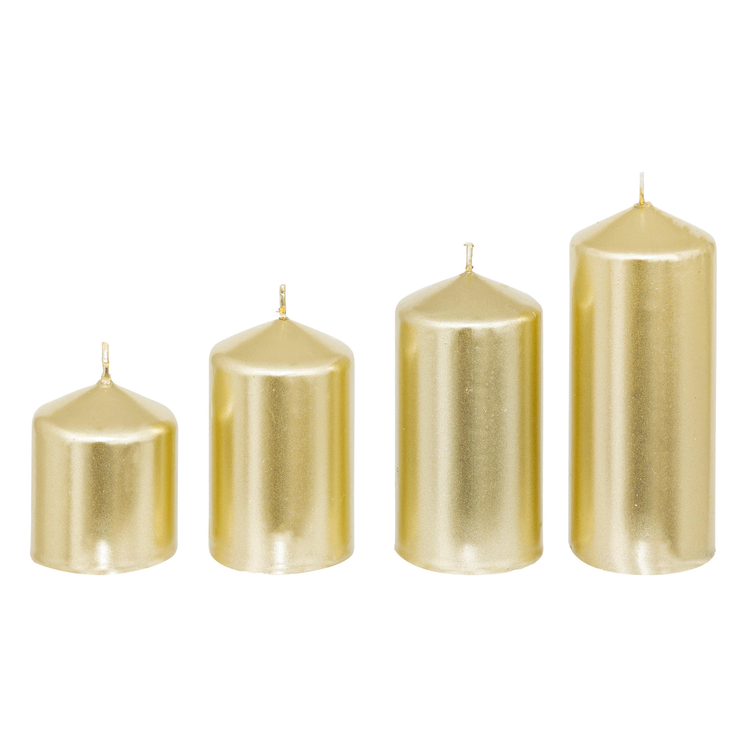 KERZEN 4er-Set Ø 5 cm - Goldfarben, Paraffin (5/12/5cm) - Atmosphera Createur d´interieur