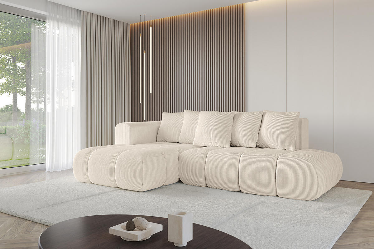 ECKSOFA Ottomane Links CLOUD-L-v1 289x180x40 Beige Cord - Beige, Holzwerkstoff/Kunststoff (180/289cm) - ALTDECOR