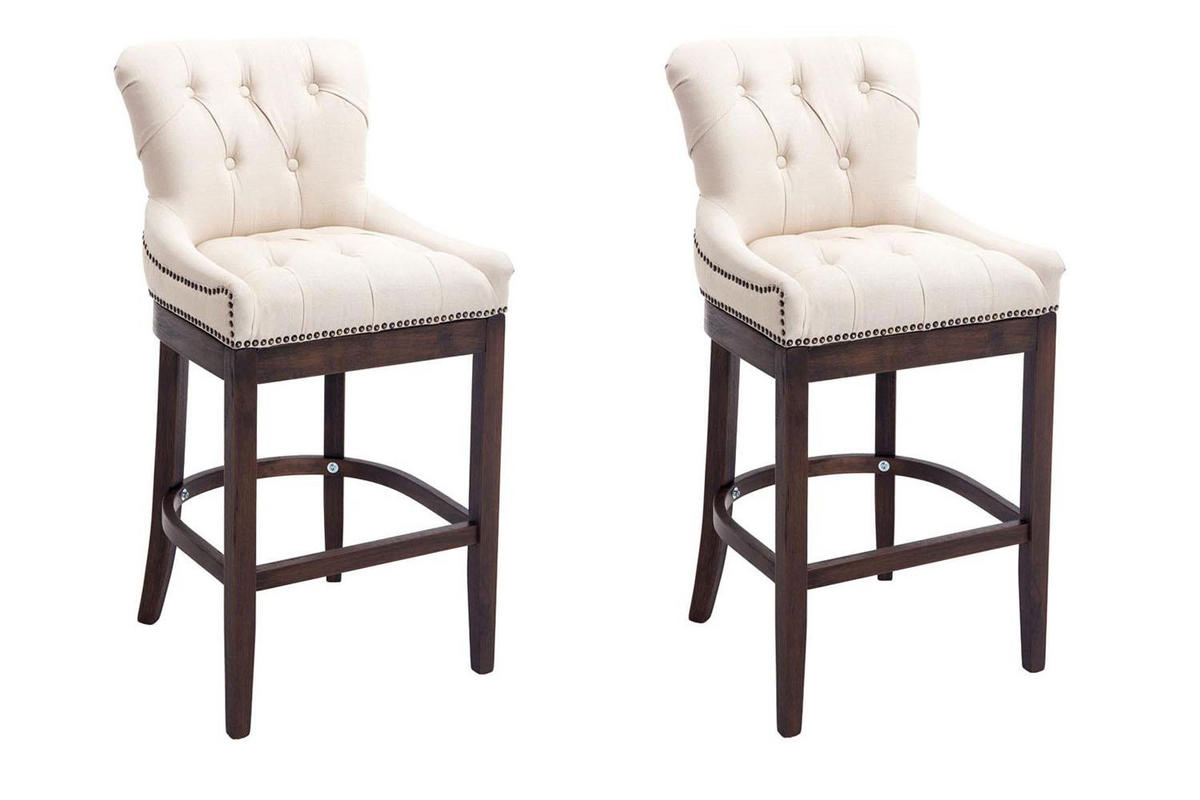 BARHOCKER 2er Set Stoff Creme - Creme, Holz/Textil (55/109/57cm) - CLP