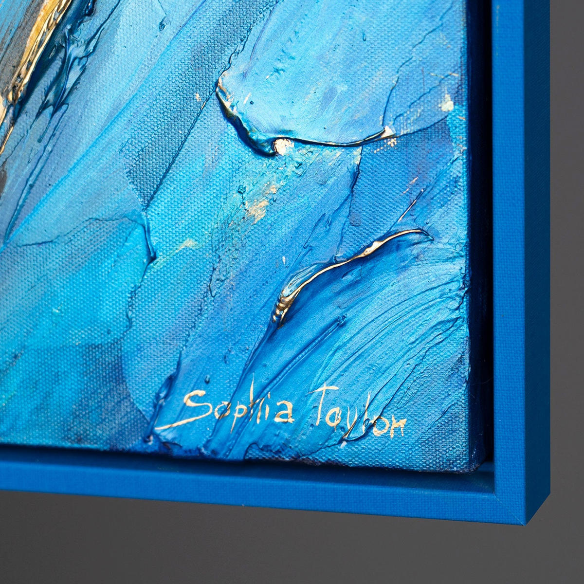 GEMÄLDE Feenwalzer Schattenfugenrahmen Blau 120x80 cm - Blau, Holz (120/80cm) - YS-art gallery