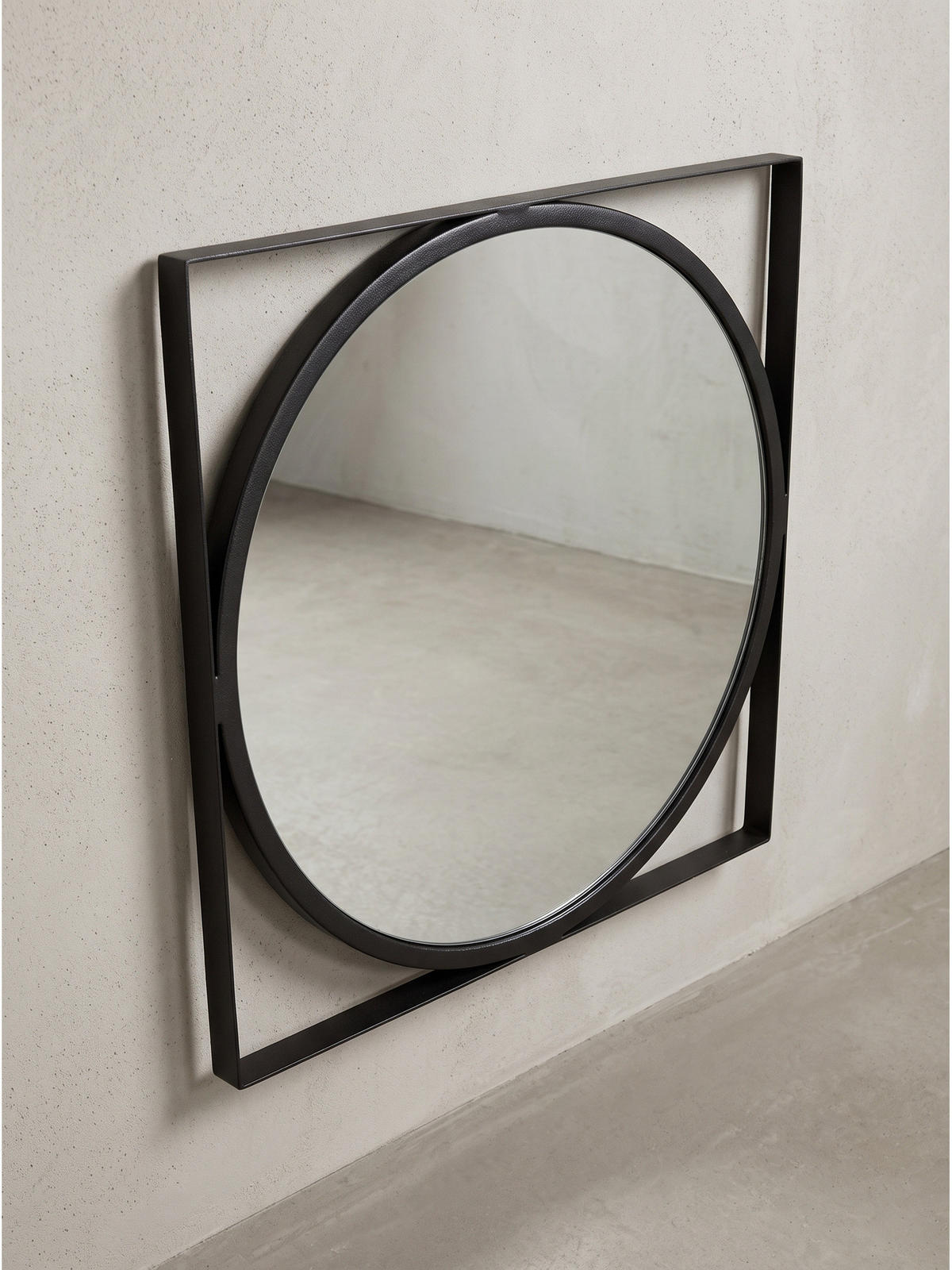 WANDSPIEGEL Rund Metall Schwarz 54x54 cm Quadratischer Rahmen - Schwarz, Glas (54/54/3cm) - KADIMA DESIGN