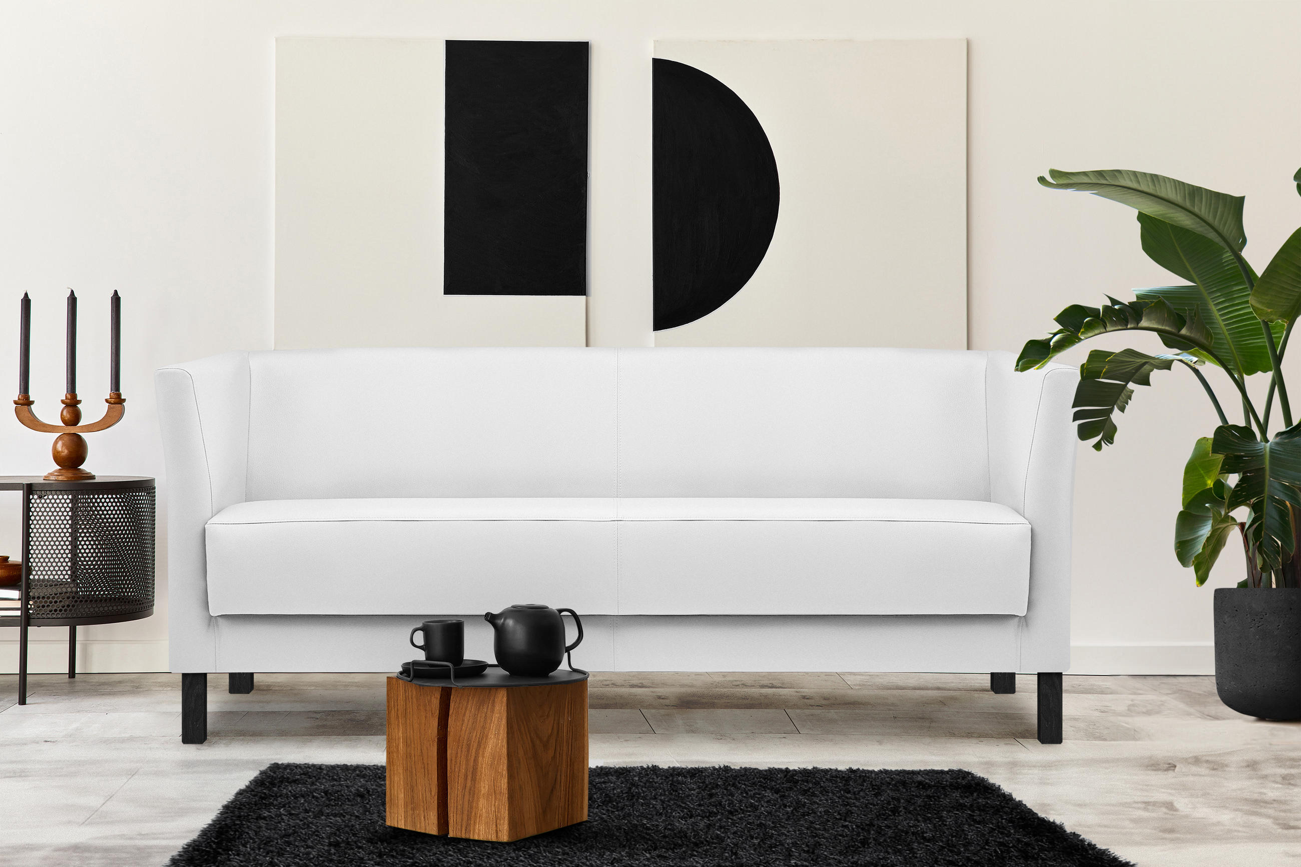 Thumbnail - Konsimo® 3-Sitzer-Sofa, Weiß, Textil, 67x71x171 cm, Wohnzimmer, Sofas & Couches, Sofas, 3-Sitzer Sofas