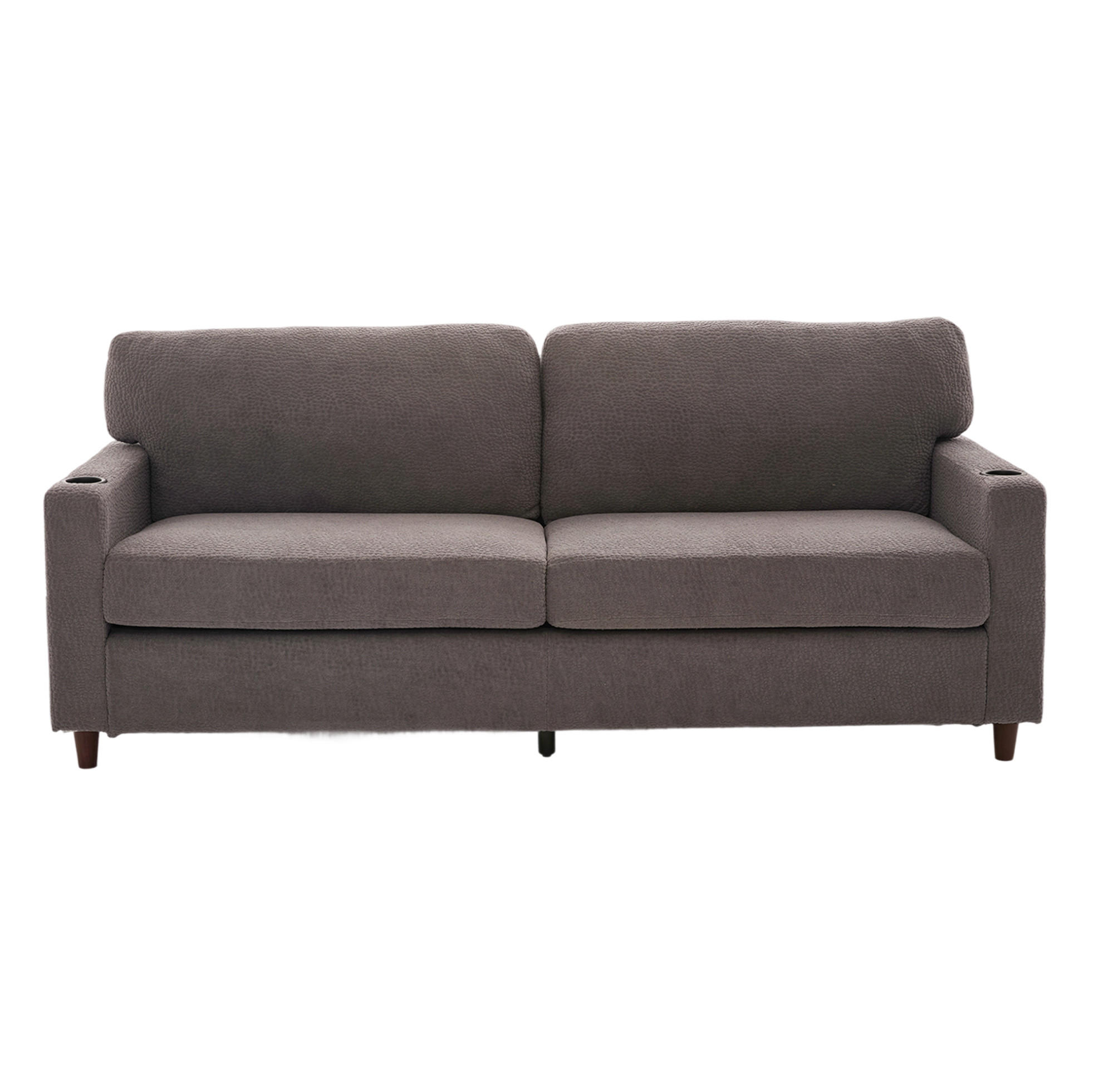 2-SITZER-SOFA aus Chenille 203x77,5x86 cm Hellgrau mit USB-C, LED, Getränkehaltern und Seitentaschen - Hellgrau, Textil (77.5/86/203cm) - Modfu