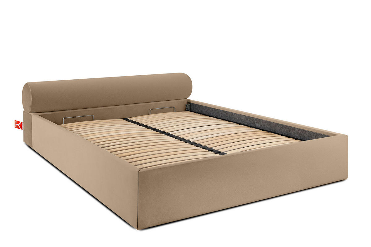 POLSTERBETT LUNEO - Beige/Schwarz, Holz/Holzwerkstoff (202/204cm) - KONSIMO®