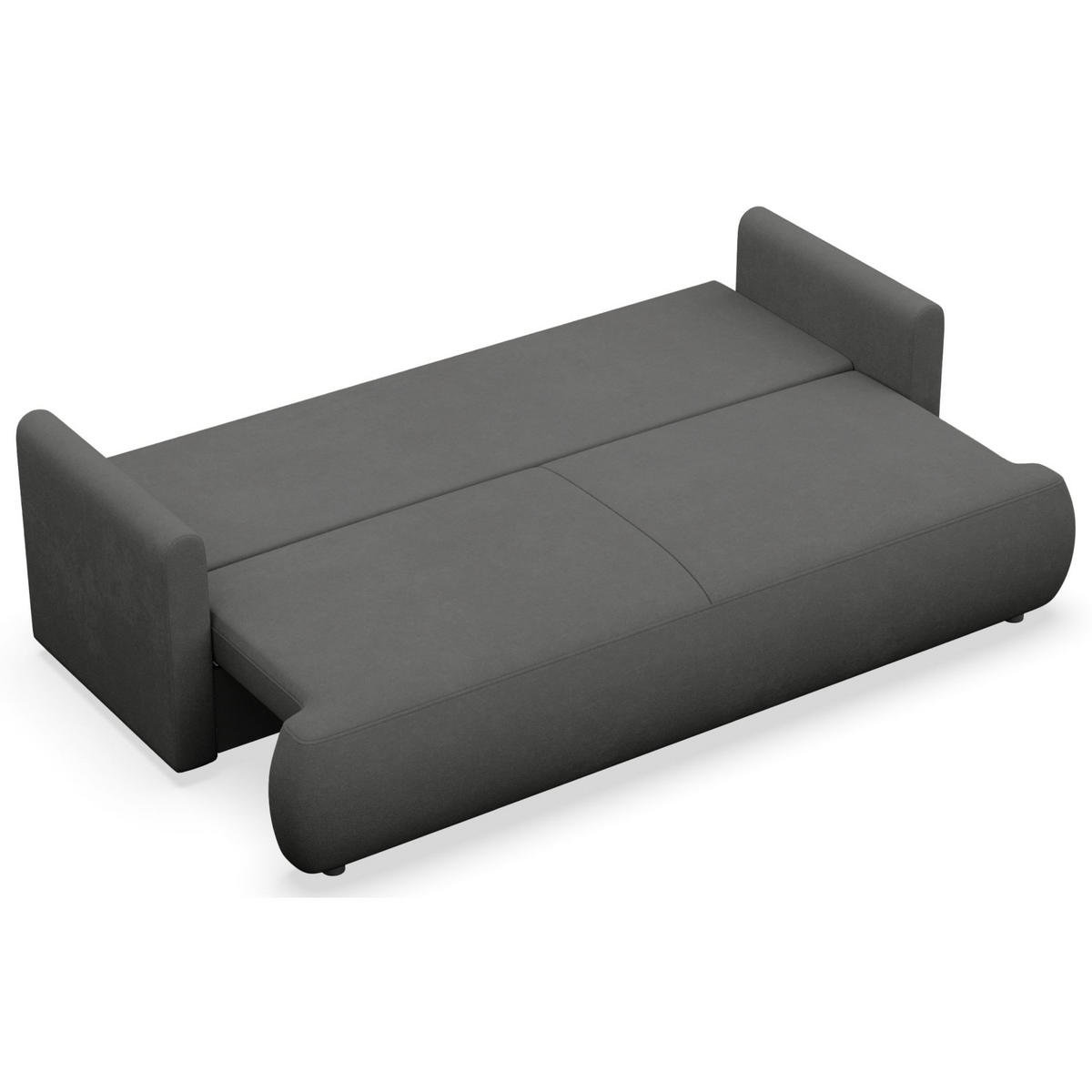 3-SITZER SOFA Ovo Mini Dunkelgrau Chenille Easy-Clean - Dunkelgrau/Schwarz, Kunststoff/Textil (226/90/97cm) - Selsey