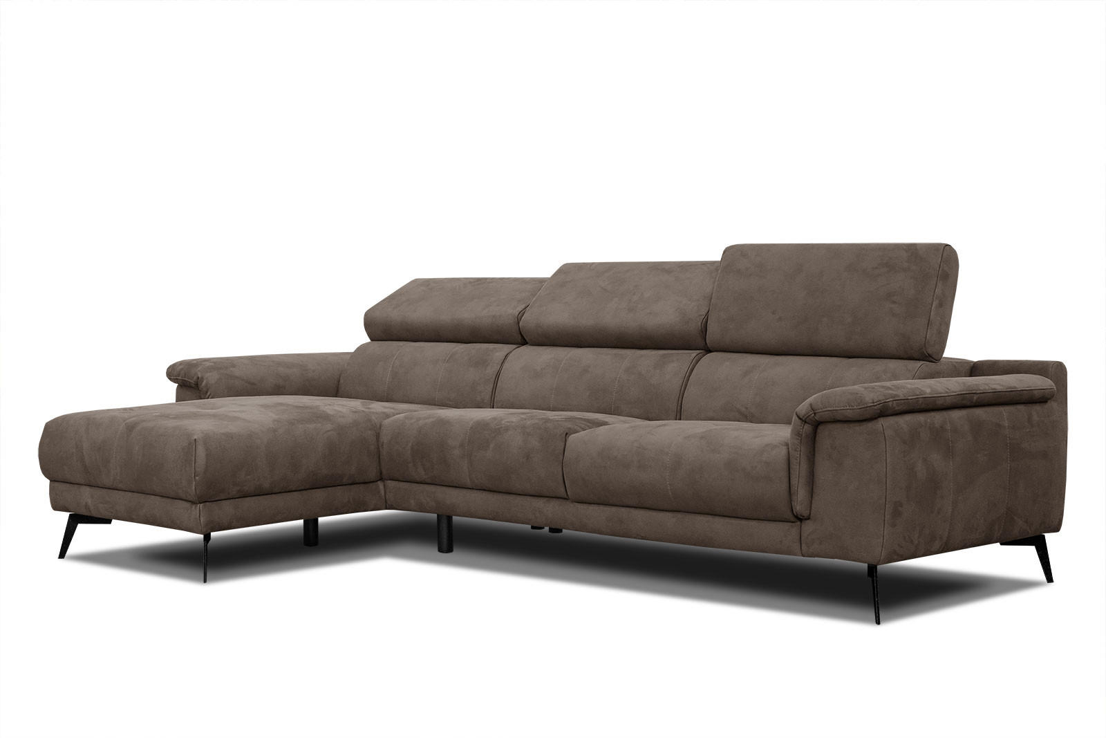 ECKSOFA FIERO 4-Sitzer, dunkelbraun - Dunkelbraun/Schwarz, Holzwerkstoff/Textil (158/269cm) - Courtois Laville