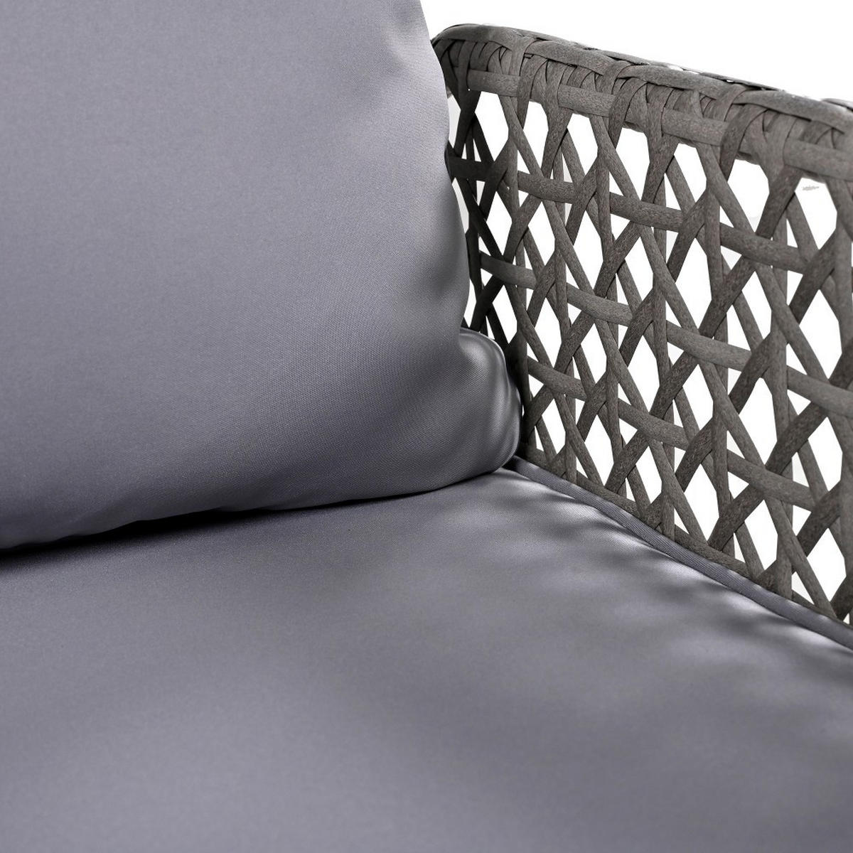 HÄNGESCHAUKEL PE-Rattan-Schaukel-Doppelsitz mit Kissen und 2 Ketten (240 cm/Stück) - Grau, Textil (54/48/108cm) - KOMHTOM