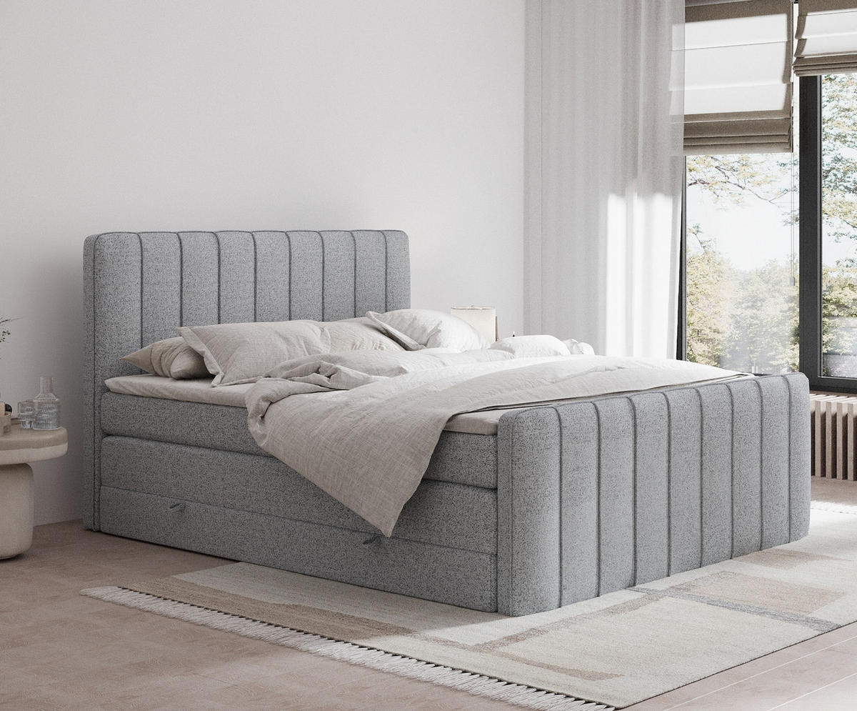 BOXSPRINGBETT Novara Grau 200/200 cm - Schwarz/Grau, Holz/Holzwerkstoff (200/200cm) - Maison de Reve