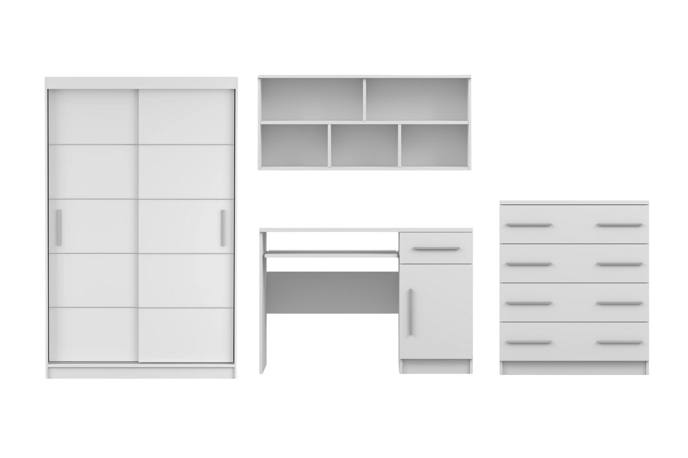 JUGENDZIMMER-SET TILL 06 PLUS 4-teilig in Weiß matt - Weiß, Holzwerkstoff (410/200/61cm) - Deine Möbel 24