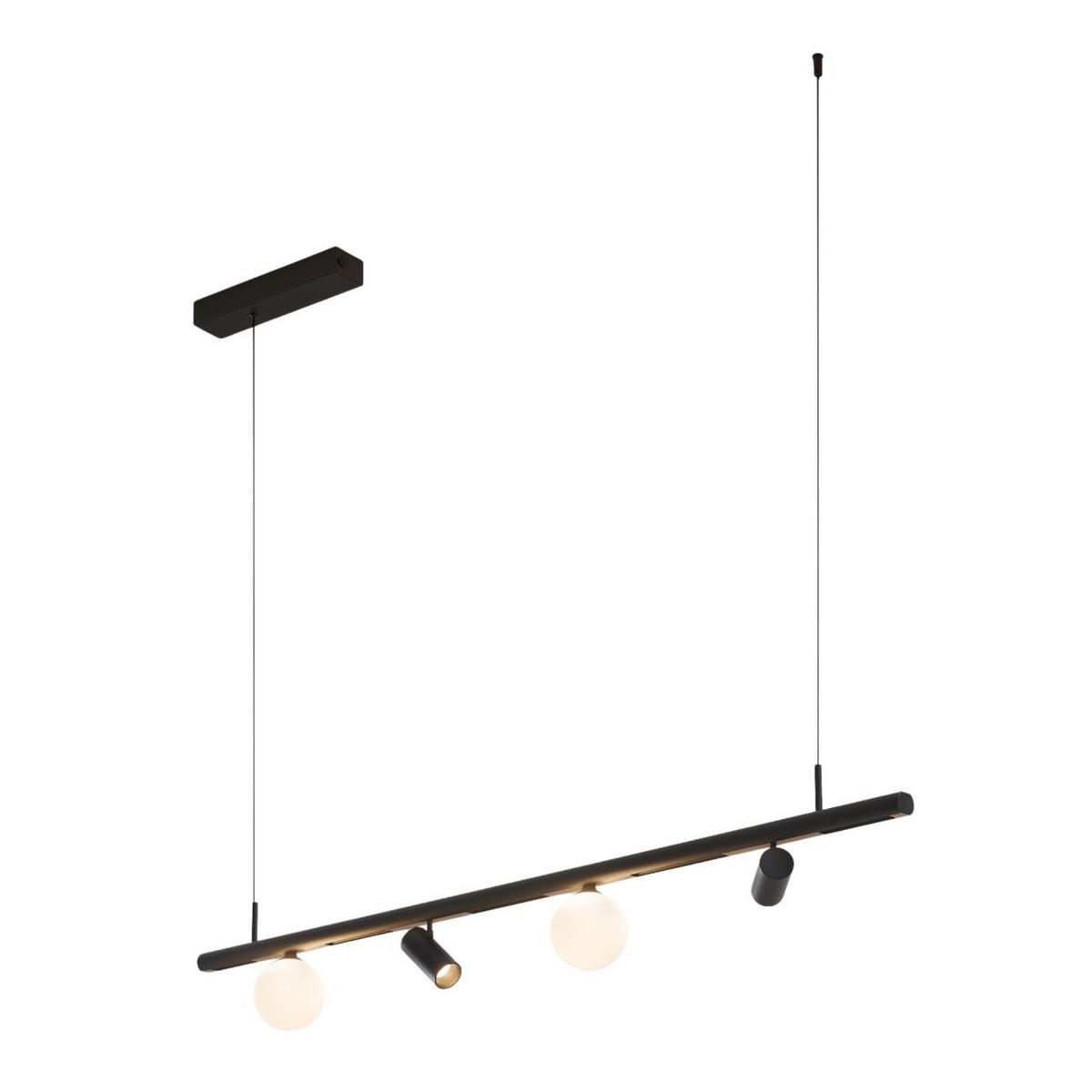 PENDELLEUCHTE MIT SPOTSTRAHLERN Lyne, Schwarz und weiß, 125cm - Weiß, Glas (125/125/8.5cm) - KOSILUM