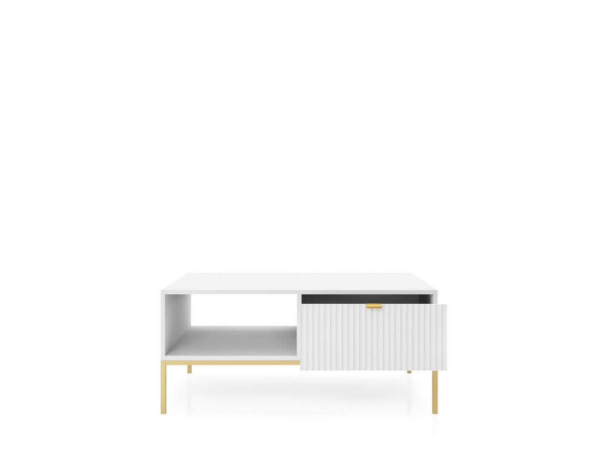 COUCHTISCH NOVA - L104, goldenen Akzenten, 104x68x46 cm Weiß - Goldfarben/Weiß, Holzwerkstoff/Kunststoff (68/104/46cm) - DomoHome