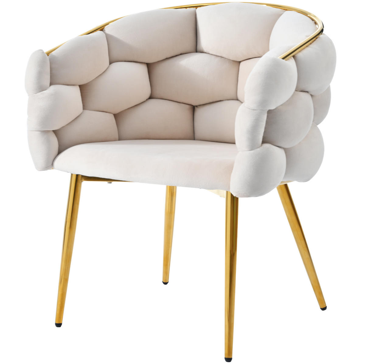 ESSZIMMERSTUHL 2er-Set 44 x 41 x 74 cm Samt Beige - Beige, Metall (41/74/44cm) - Meubliv
