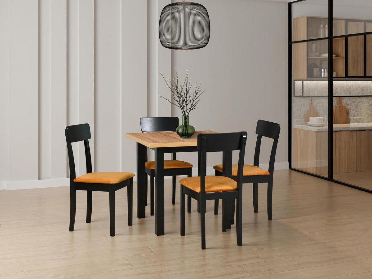 TISCH Max VIII Artisan Eiche, Klapptisch mit Schwarz Beine - Schwarz/Eiche Artisan, Holz/Holzwerkstoff (80/80/76cm) - Bettso