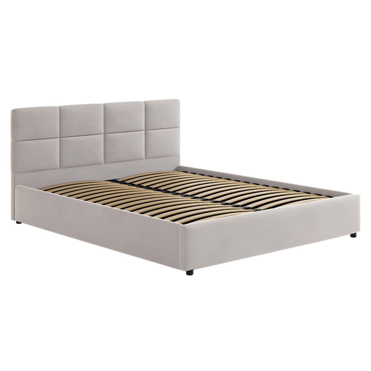 POLSTERBETT 140x200 cm in Samt beige - Beige, Textil (140/200cm) - Home Collective