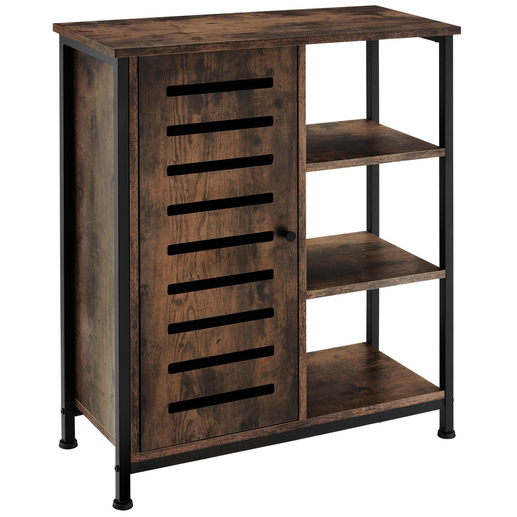 SIDEBOARD ,mit höhenverstellbaren Kunststofffüßen, 70 x 32 x 82 cm,Industrial Holz dunkel, rustikal - Rostfarben, Holzwerkstoff (32/82/71cm) - tectake