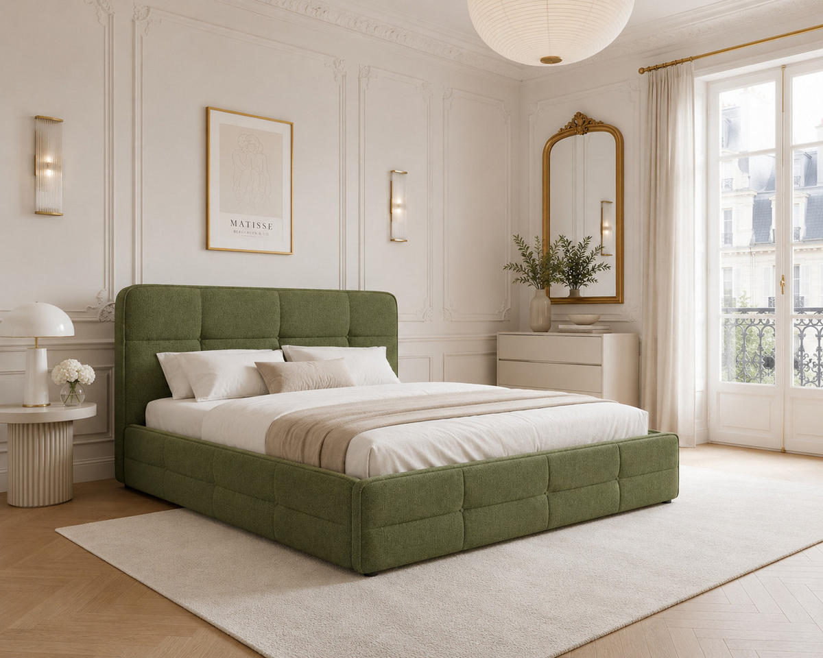 POLSTERBETT 17 140 x 200 cm – Aragon – Bett mit Federmechanismus und Stauraum - Olivgrün, Holz (140/200cm) - ROYAL24_MARKT