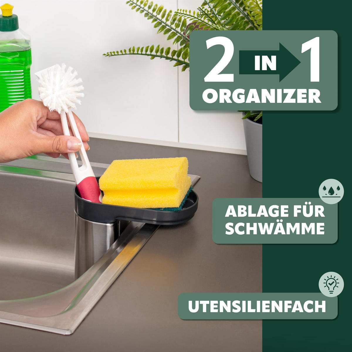 SPÜLBECKEN-ORGANIZER - Edelstahlfarben, Metall (15.5/15/8cm) - bremermann