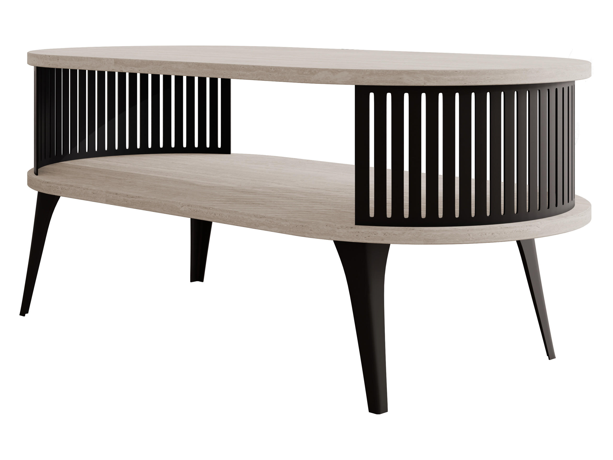 COUCHTISCH Roenni Oval - Taupe/Schwarz, Holzwerkstoff/Metall (100/50/44cm) - MIRJAN24