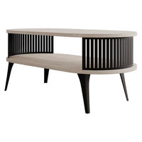 COUCHTISCH Roenni Oval - Taupe/Schwarz, Holzwerkstoff/Metall (100/50/44cm) - MIRJAN24