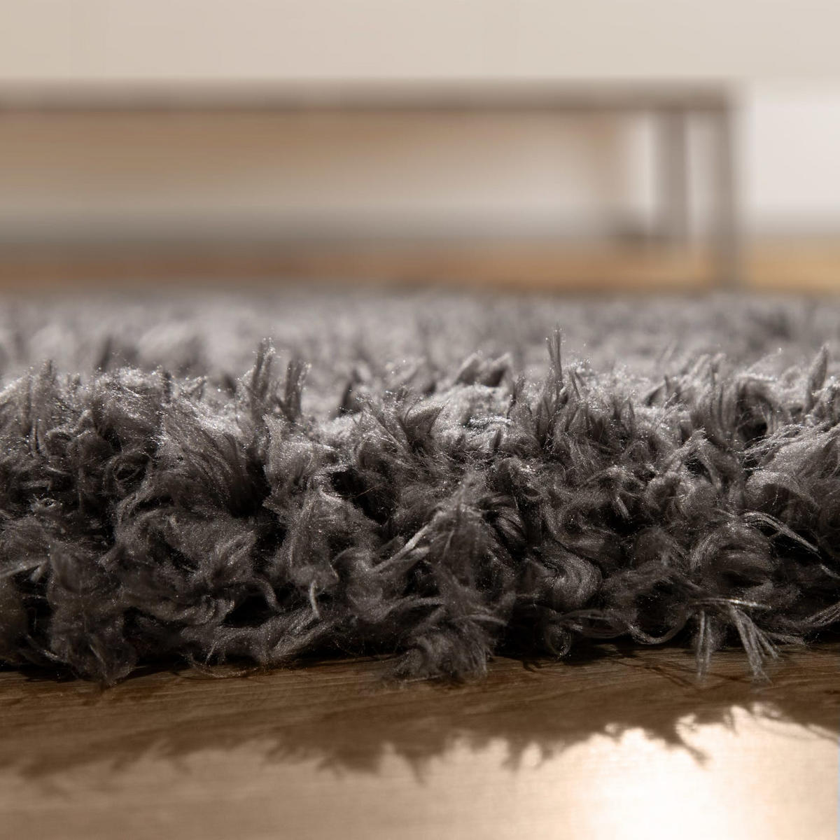 TEPPICH Hochflor Shaggy Unifarben Schlafzimmer schmutzabweisend Anthrazit Rechteckig 80x150 - Anthrazit, Textil (80/150cm) - KADIMA DESIGN