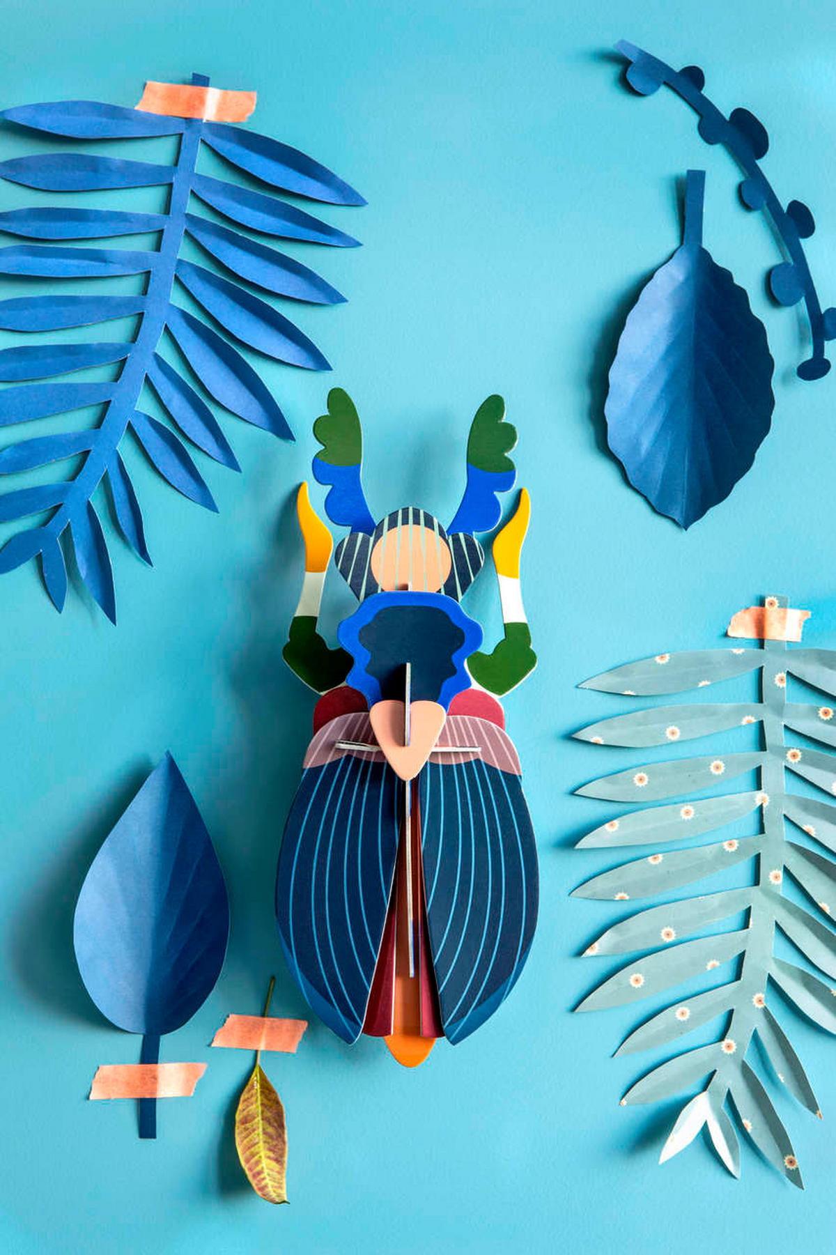 WANDDEKO Japanischer Käfer 12/7 cm - Blau, Wellpappe (12/7/31cm) - KUNSTLOFT