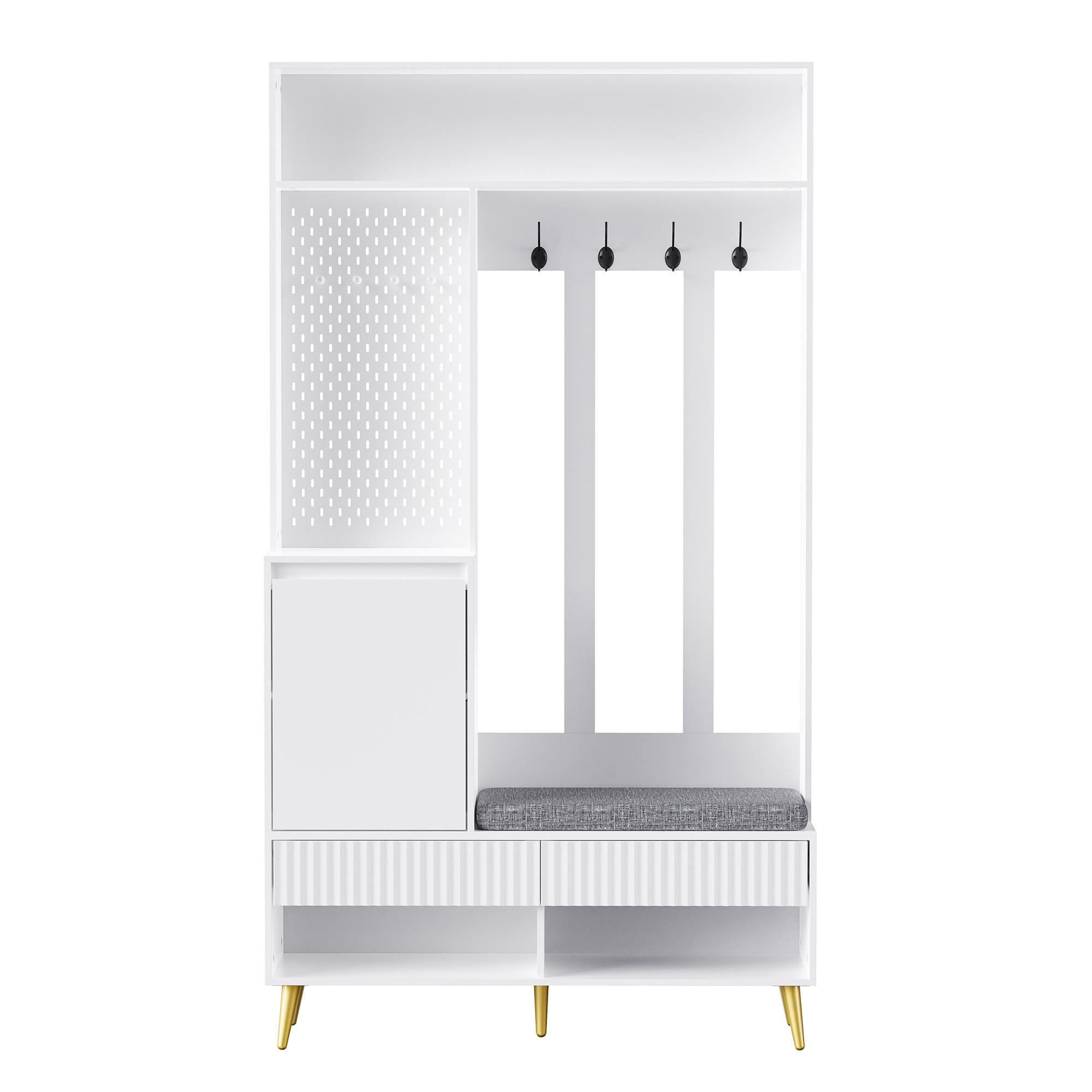 GARDEROBEN-SET 100 cm in Weiß 6-in-1 Flurgarderobe Vit 180/100/35 cm