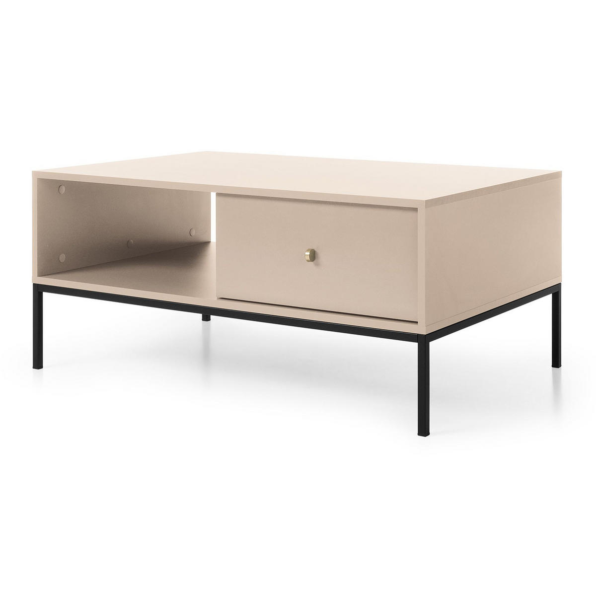 COUCHTISCH Monne Beige 68 x 104 cm - Beige/Schwarz, Holzwerkstoff/Metall (68/104/46cm) - Selsey