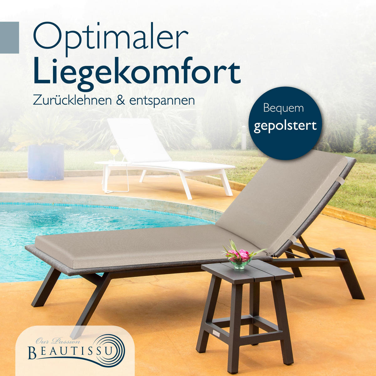 ROLLLIEGENAUFLAGE QD-RL 190/60/5,5cm Beige - Beige, Textil (60/5/190cm) - Beautissu 